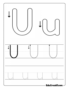 Apprendre à écrire le U pour enfants 3 ans