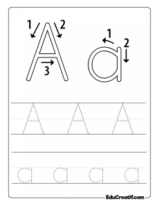 Feuilles pour que les tous petits apprennent à écrire la lettre A