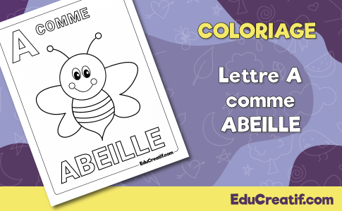 Coloriage : Lettre A comme Abeille